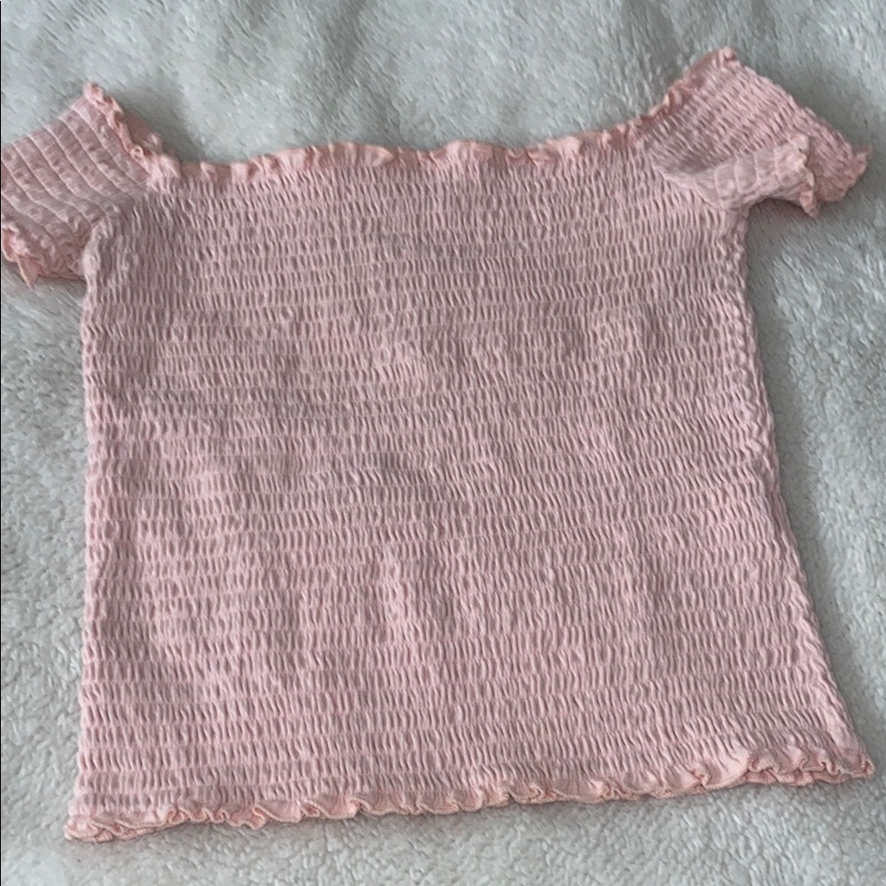 Pink Off-Shoulder Smocked Top